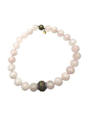 Heidi Daus Necklace Pink Rose Quartz Crystal Bronze Tone Statement